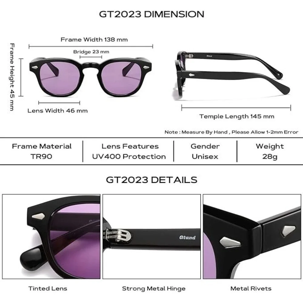 Men Women Sunglasses Glossy Black Frame Purple Lens Retro Inspired Unisex Classy